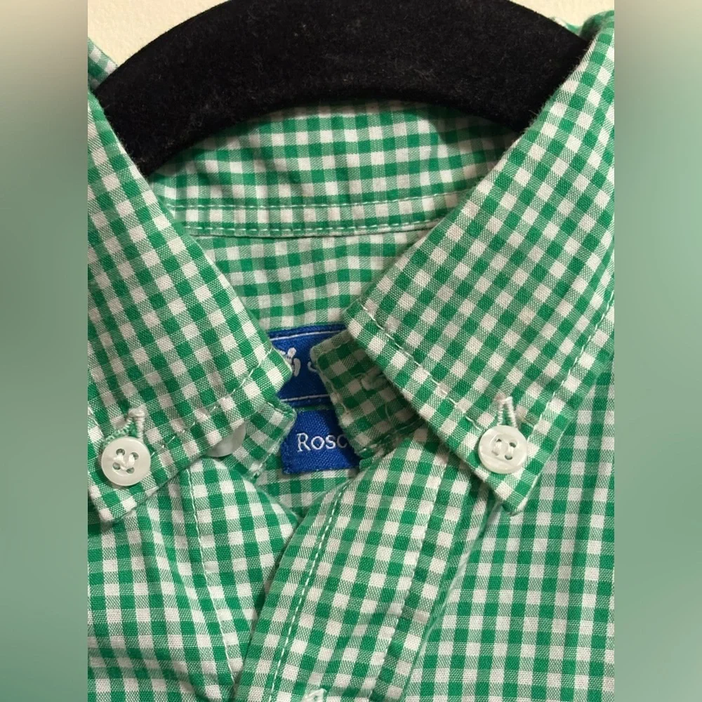 J. Bailey Roscoe Dress Shirt Boys SZ 7 Kelly green gingham check pattern cotton‎